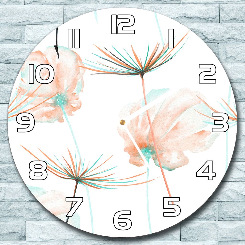 Wanduhr aus Glas Rund fi 30 Löwenzahnsamen Quarz Deko Wohnzimmer Büro