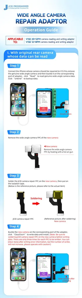 Module Lidar JC ID V1S E Wide Haute Précision iPhone 13 14 Pro Max AR