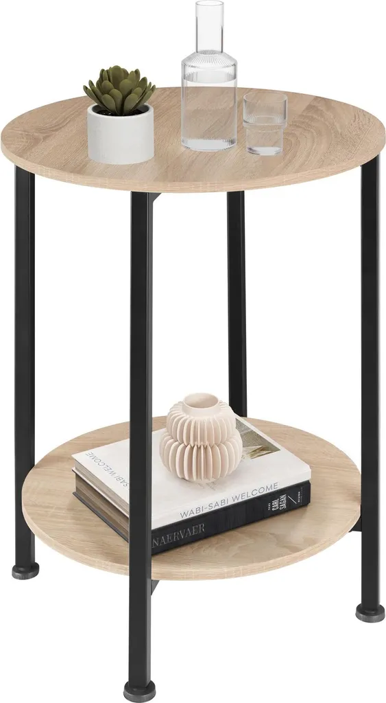 Table d'Appoint Industrielle Chêne Sonoma BALLINA - 45x64 cm Stable - 8