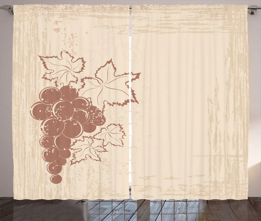 ABAKUHAUS Rideau Rustique Raisins Style Vintage Beige Tan 280x225 cm