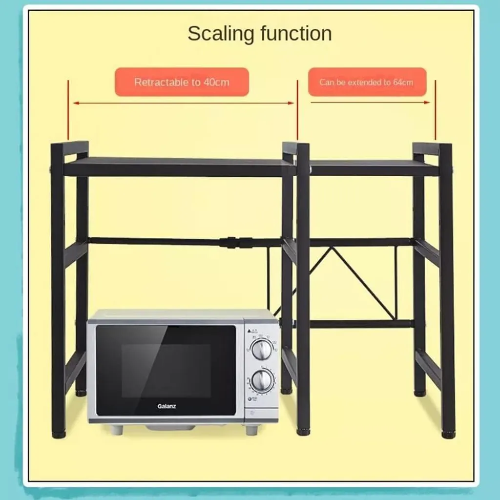 Étagère micro-ondes extensible et robuste, rangement cuisine noir mat - 4