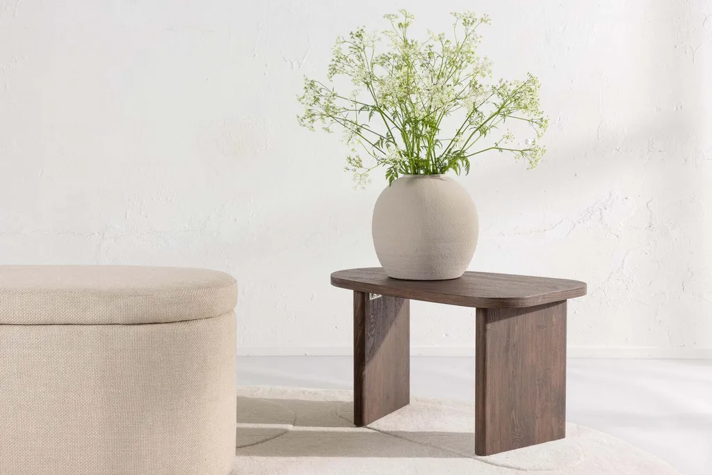 Table basse compacte Noyer FURNLUX - Solution gain de place salon chic