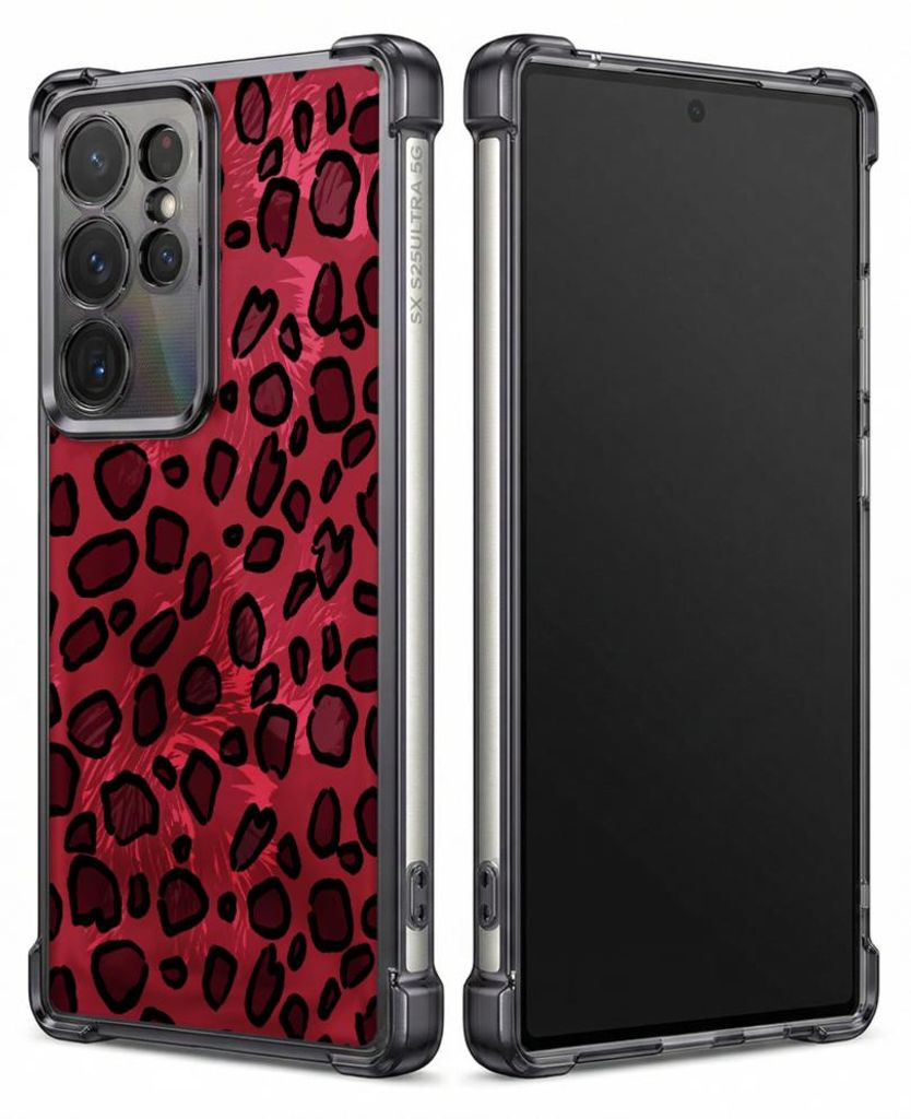 Personalisierte Hülle mit Bild für Samsung Galaxy S22+ Elektroplattiert TPU Stoßdämpfer Handyhülle mit Rotes Leopardenmuster-Design