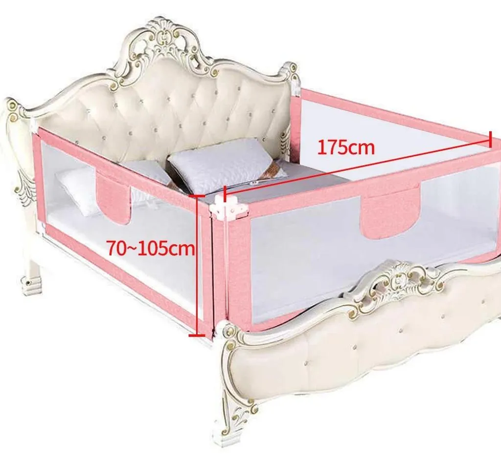 Barrière de lit enfant 1,8m anti-chute dorée en plastique de sécurité