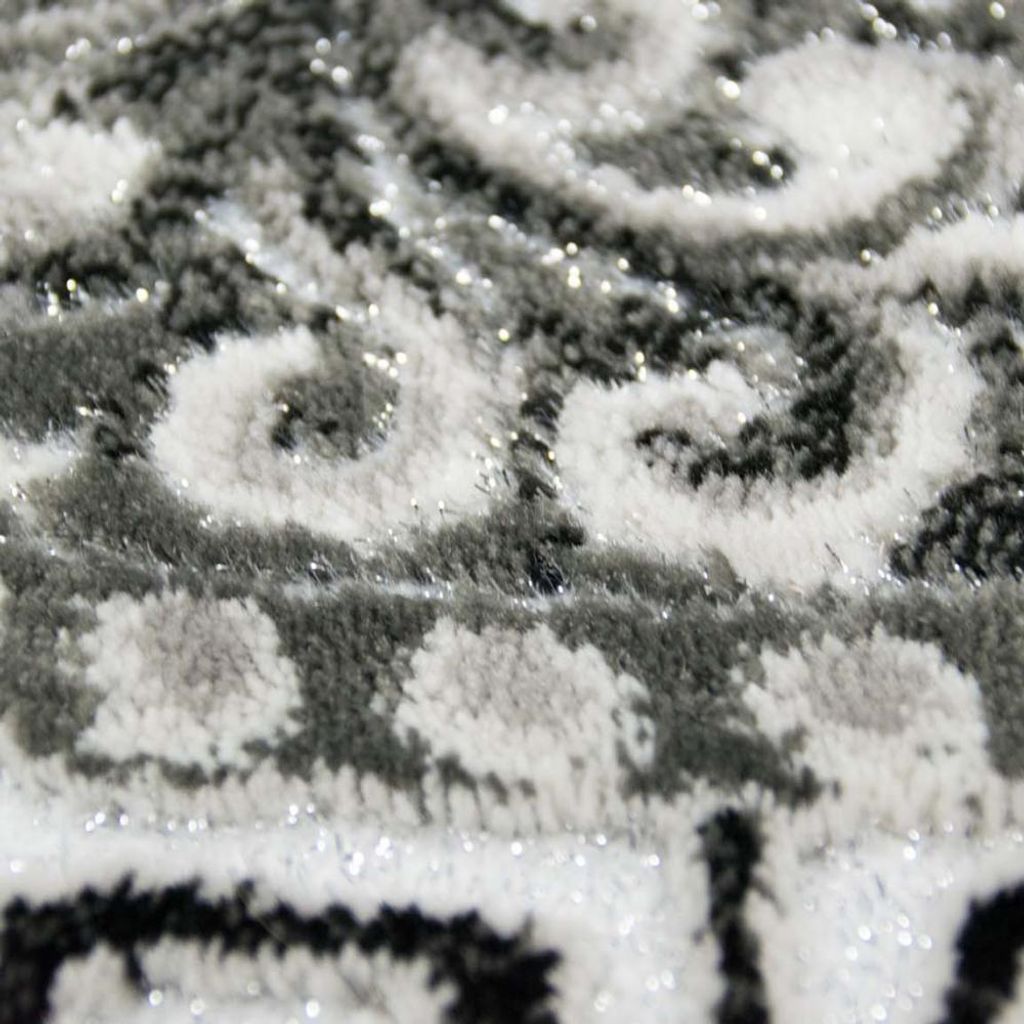 Orientalischer Teppich mit Bordüre & Glitzergarn creme grau Größe - 160x220 cm