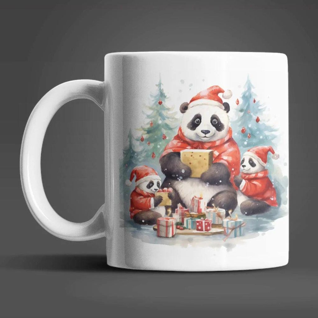 Weihnachten Panda Kaffeetasse Teetasse Tasse Geschenkidee 330 ml – Bunt / Panda-02