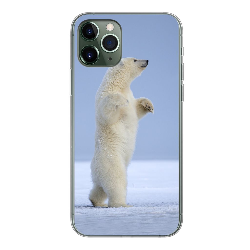MuchoWow Handyhülle Schutzhülle Hülle für iPhone 11 Pro Eisbär - Lustig - Schnee - Kinder - Jungen - Mädchen - Kind Silikon Softcase Handy ...