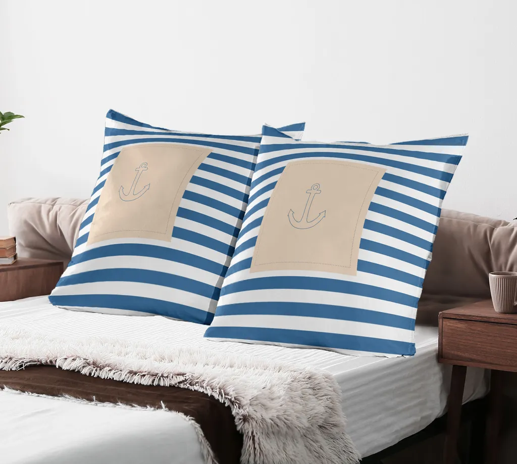 Set 2 Federe Decorative 80x80 cm ABAKUHAUS Harbor - Motivo Nautico Moderno