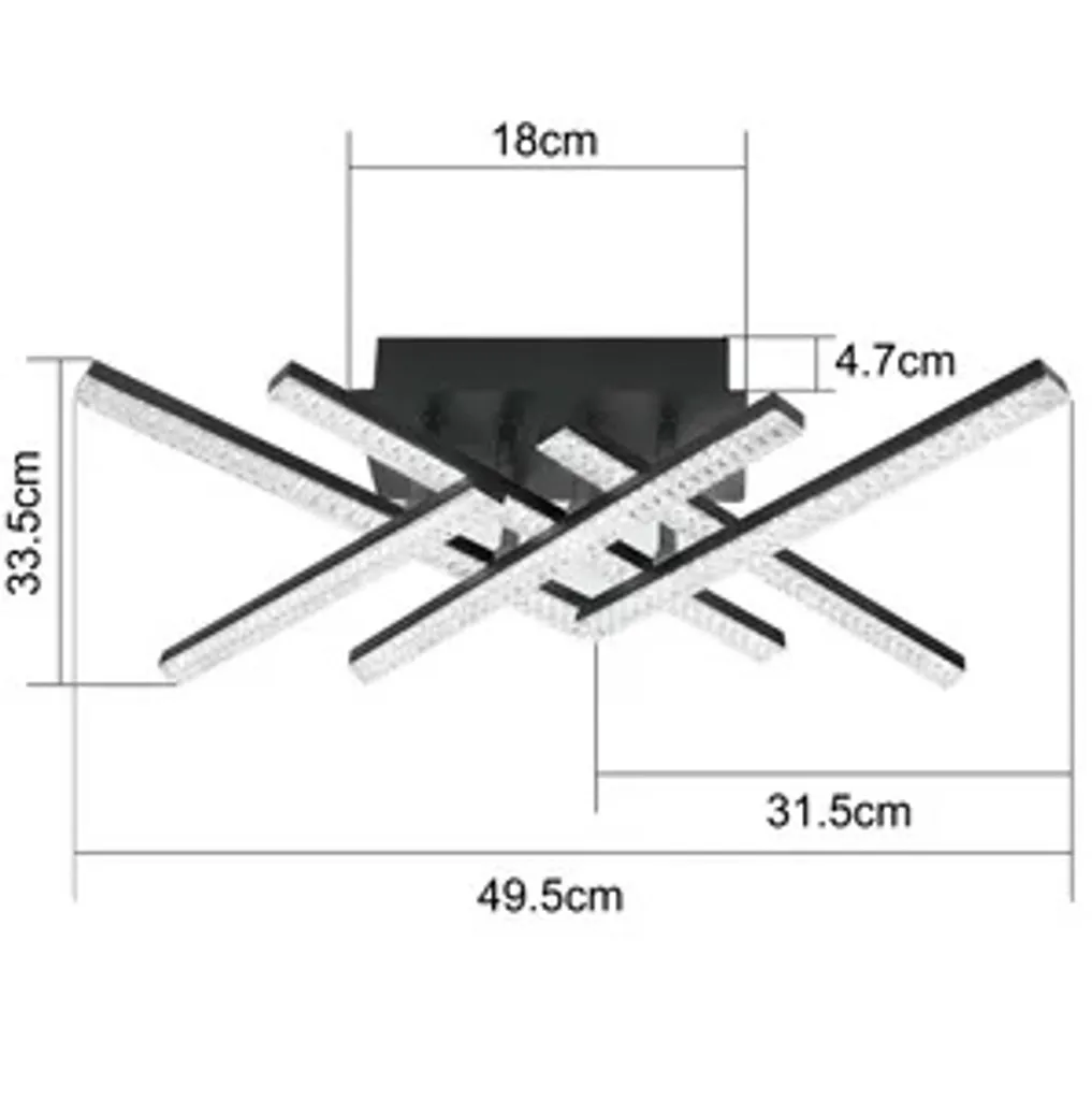 Plafonnier LED 36W Dimmable Design Cristal Noir avec Télécommande RF - 8