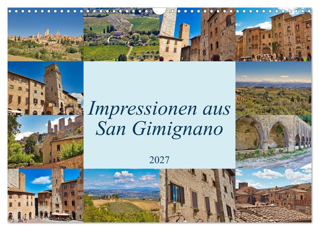 Impressionen aus San Gimignano (Wandkalender 2027 DIN A3 quer), CALVENDO Monatskalender