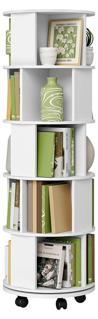 Bücherregal, 360° drehbar, 5-stöckig, modernes Standregal Produktbild 