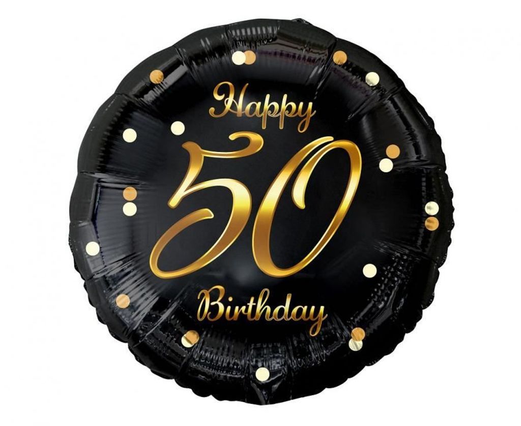 50. Palloncino tondo in foil oro nero per compleanno Immagine del prodotto 