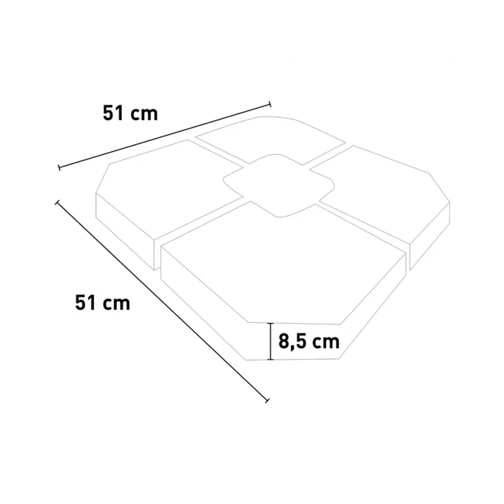 Plaques de lestage Jolla 51x51 cm robustes à remplir eau ou sable, 4 pcs