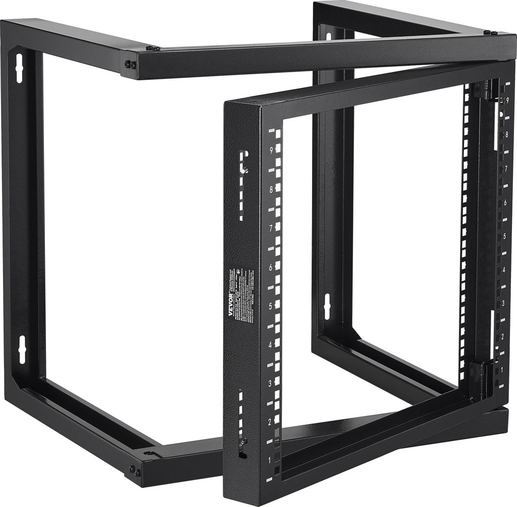 VEVOR 9U Wandmontage-Rack, 150 lbs/68,04 kg maximale Tragfähigkeit, Server-Netzwerk-Rack mit offenem Rahmen und Käfigmutterschrauben, Kohlenstoff...