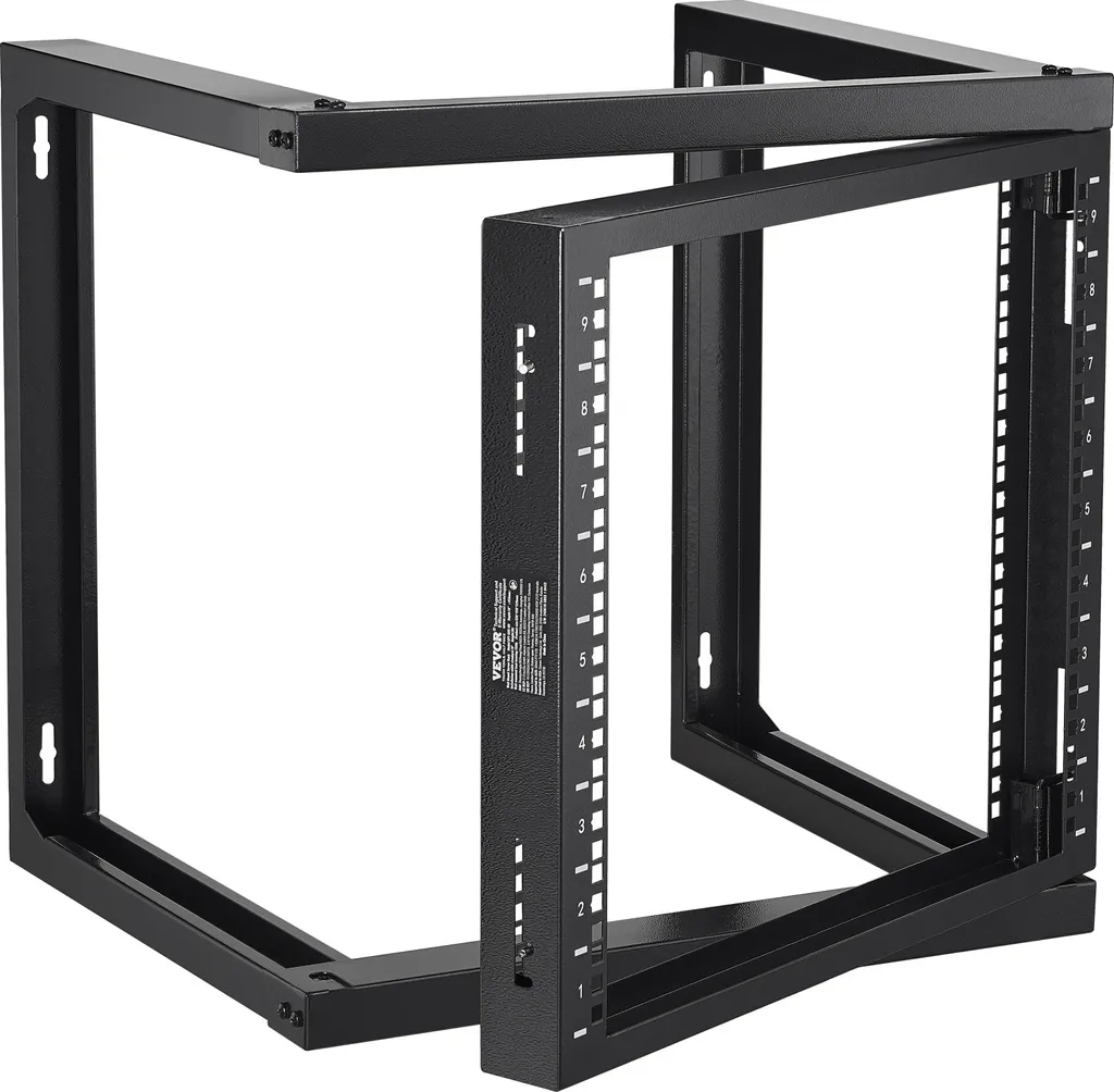 Rack Mural 9U VEVOR 150 lbs - Châssis Ouvert en Acier Noir pour Serveur