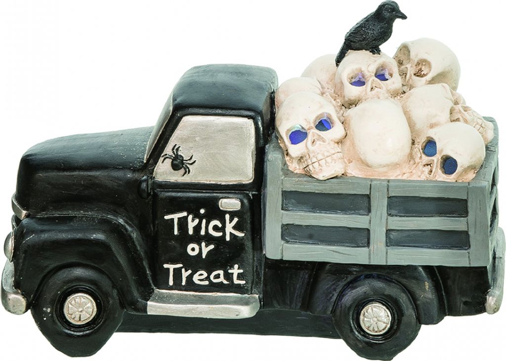 Beleuchteter Trick or Treat Halloween Lieferwagen mit Totenköpfen