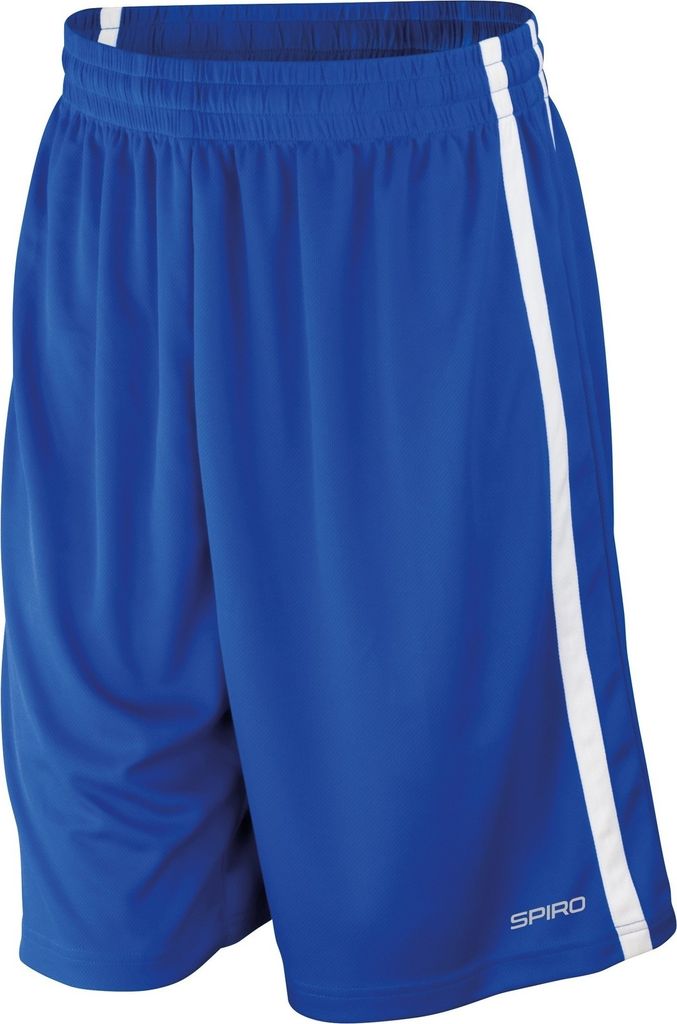 Spiro Herren Basketball-Shorts, schnelltrocknend RW4779 (S) (Königsblau/Weiß)