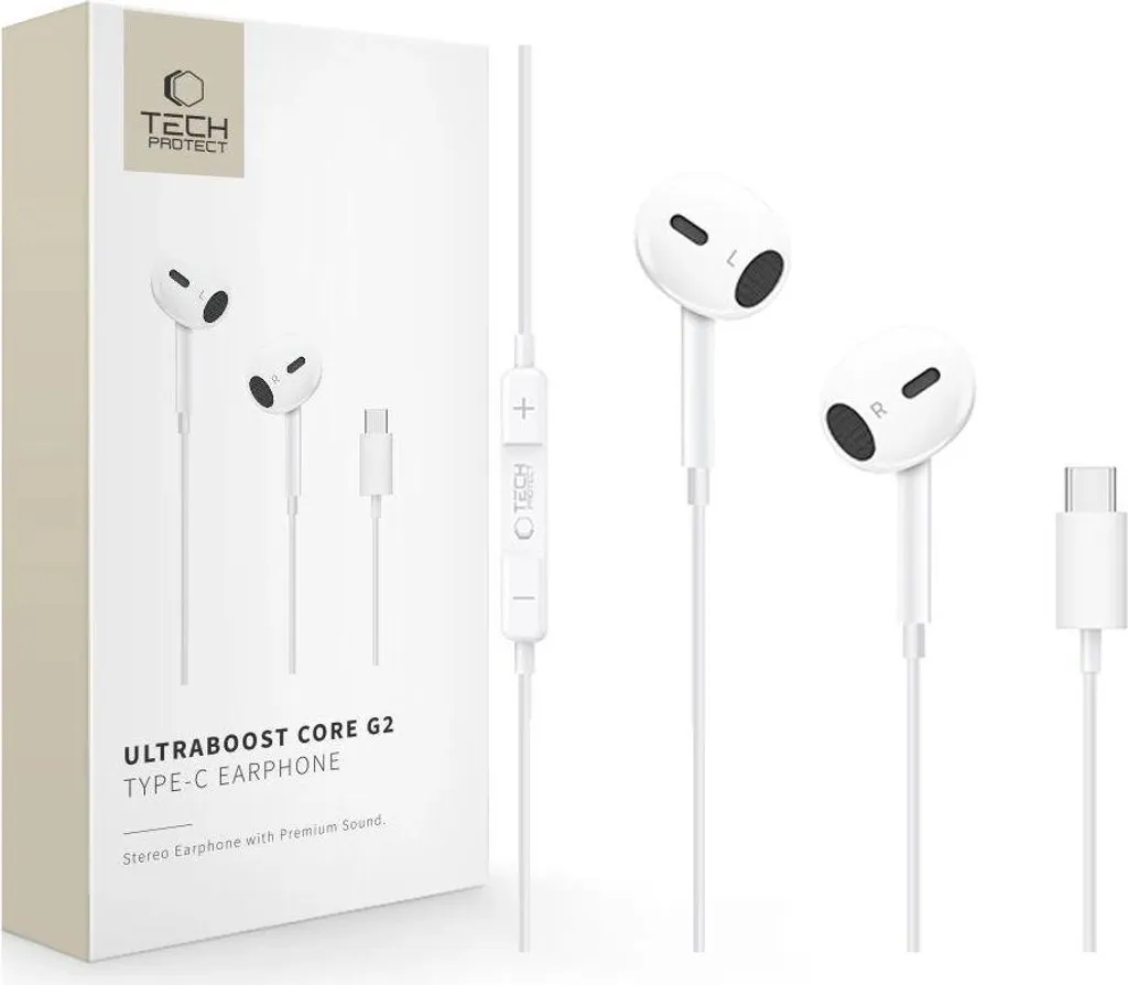 Tech-Protect Ultraboost Core G2 Cuffie Usb-C Bianco - Auricolari Hi-Fi