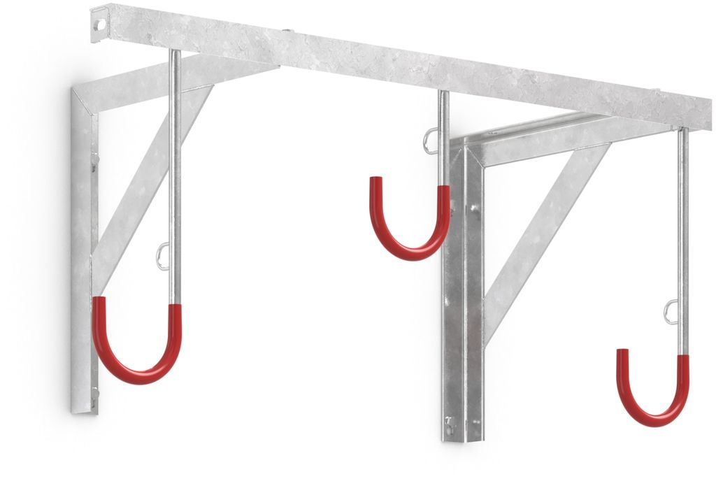 Fahrradparker 3873 zur Wandmontage | Fahrrad Hängeparksystem für 3 Fahrräder| Stahl verzinkt & kunststoffummantelte Aufhänge-Haken