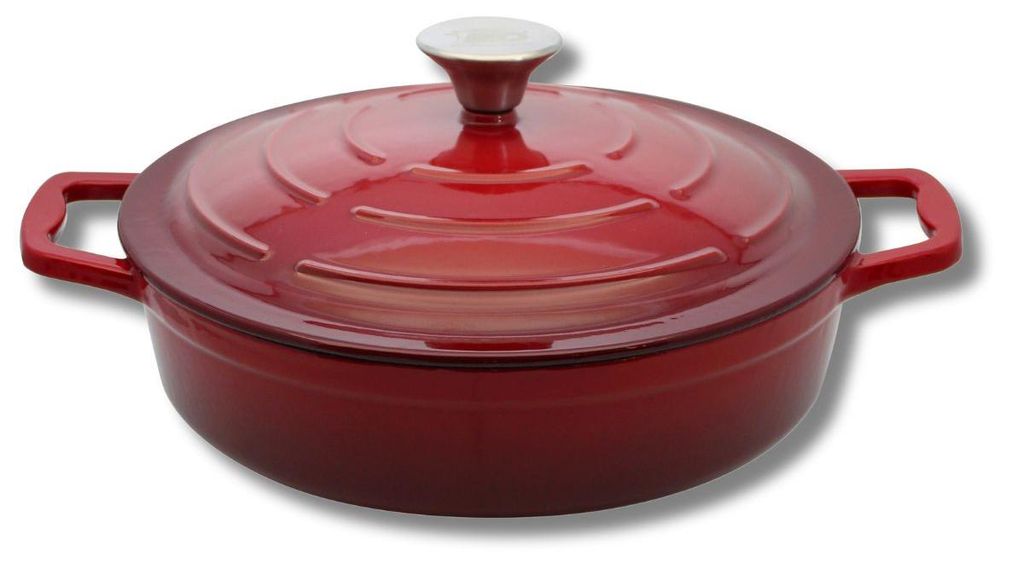 Cocotte en fonte émaillée basse 28 cm rouge cerise 3L Elo Image du produit 
