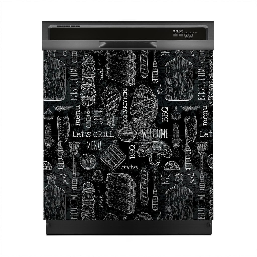 Magnete Dekorative 60x60 cm Küche Magnetmatte Spülmaschine - BBQ Skizze Kreidetafel