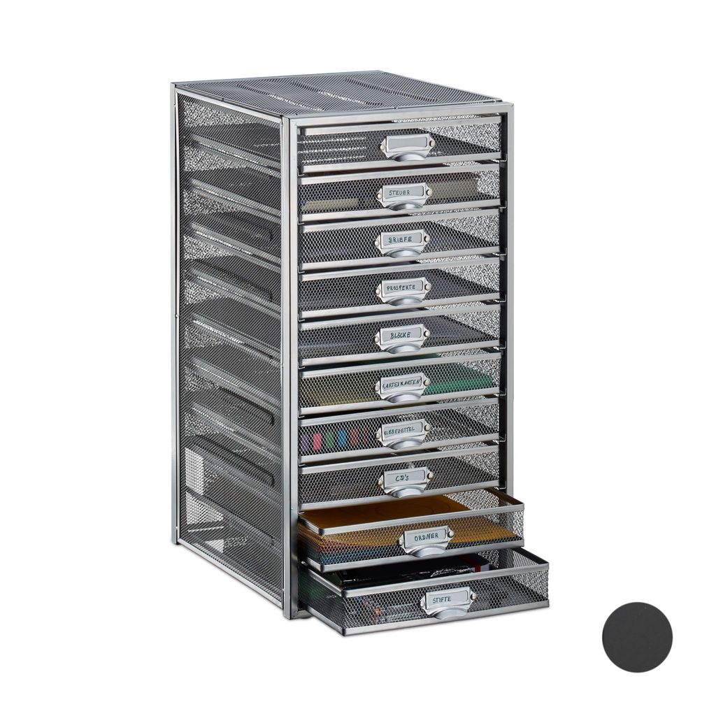 Zásuvkový box A4 s 10 priehradkami RD24817, strieborná Obrázok produktu 