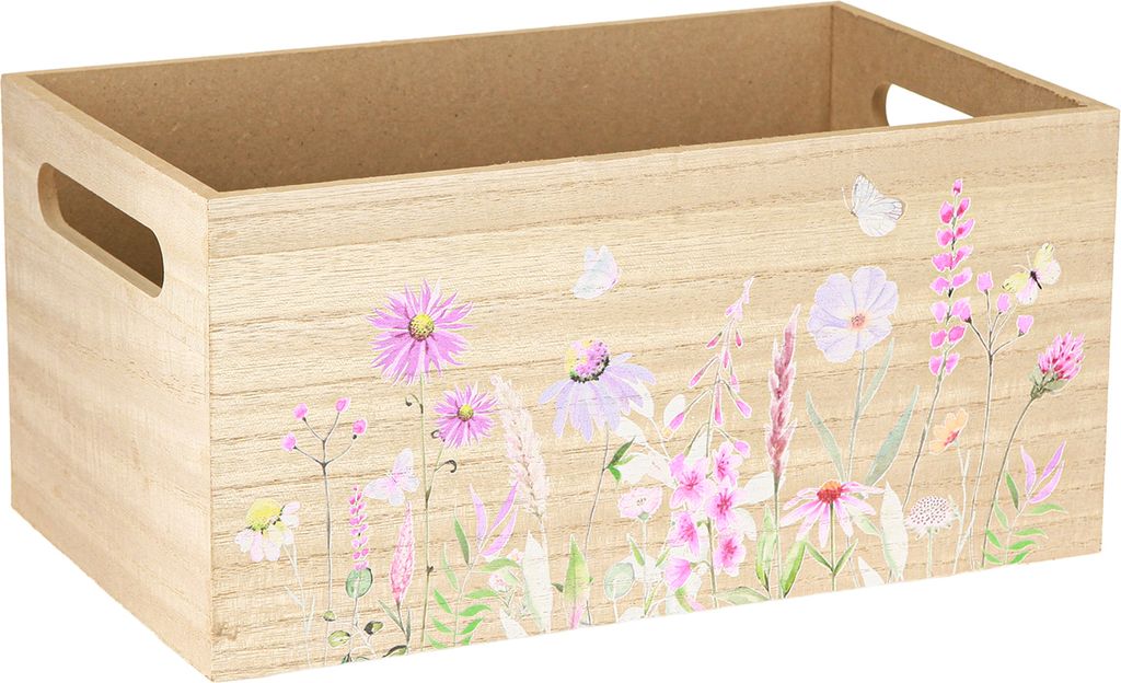 Kleine Holzbox Blumen Schmetterling Deko 30x18cm