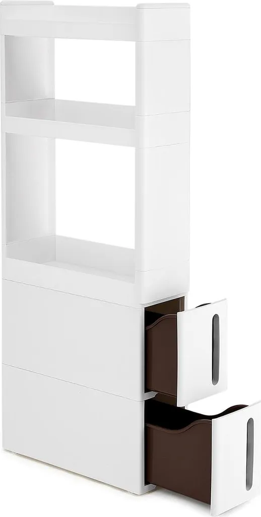 Organisateur d'angle gain de place pour salon avec 3 niches et tiroirs