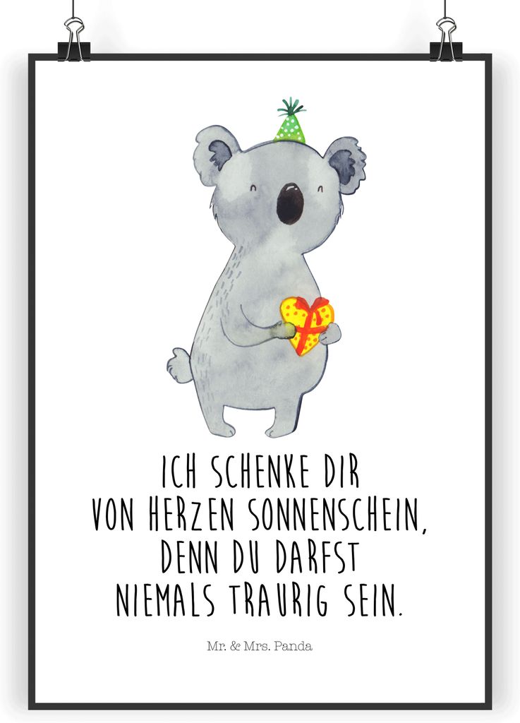 Mr. & Mrs. Panda Bild Koala Geschenk DIN A3 - Weiß - Deko, Plakat, wanddeko, Kunstdruck, drucke, Geburtstag, Party