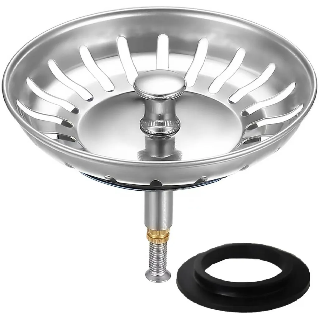 Panier filtrant pour évier de cuisine avec bouchon à bouton-poussoir