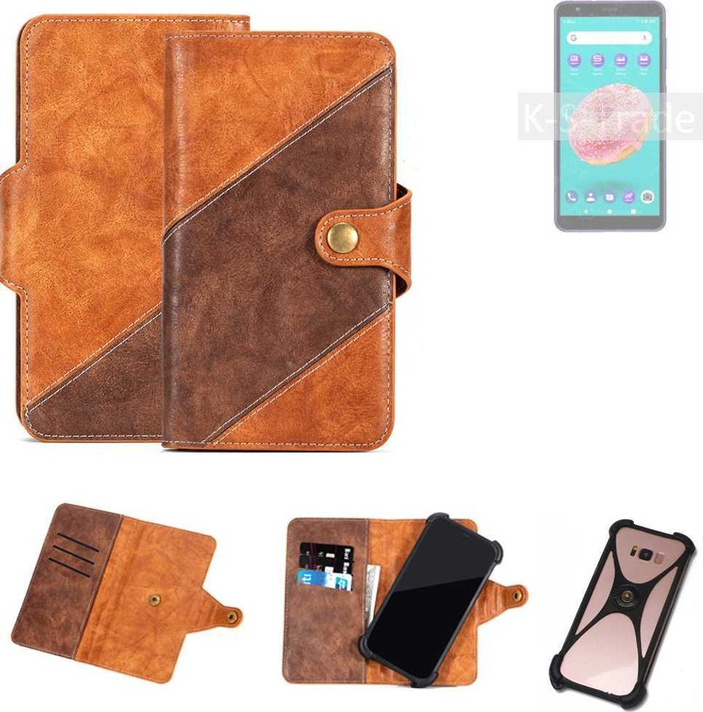 K-S-Trade Handyhülle Schutzhülle Bookstyle Case Wallet-Case kompatibel mit ZTE Blade A3Y Cover Klapphülle Kantenschutz Smartphone dunkelbraun braun