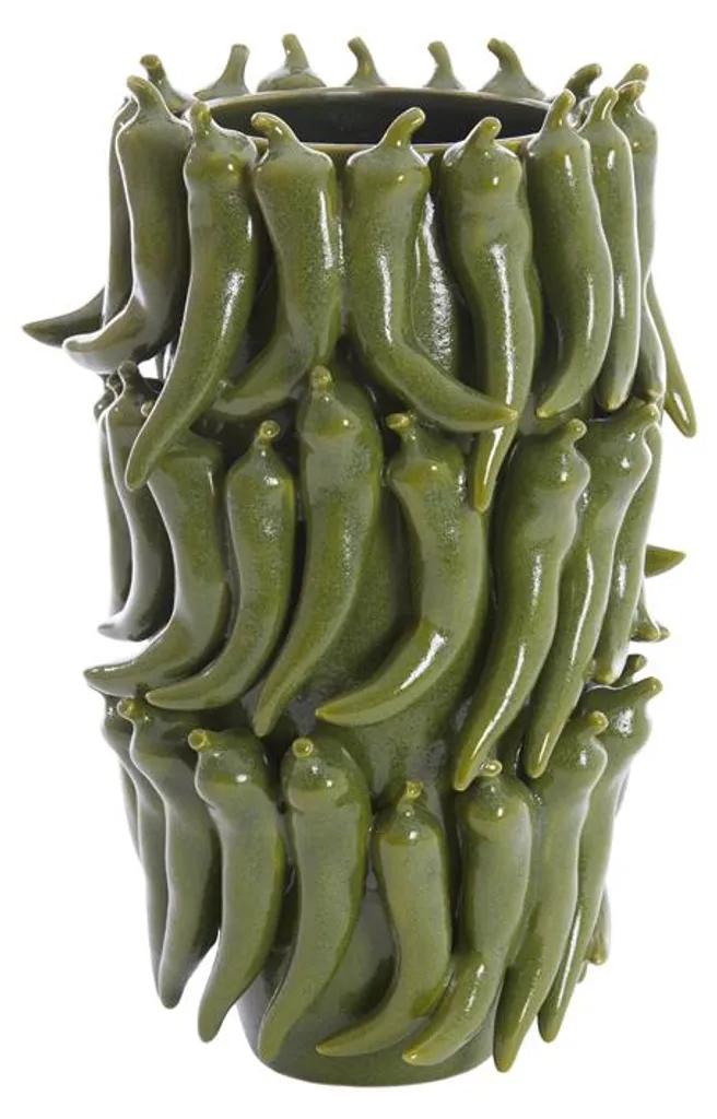 Vase haut en céramique pour fleurs séchées PEPPER vert - Déco Salon