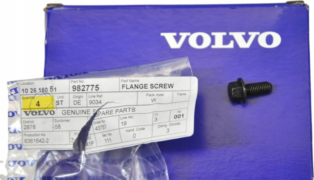 VOLVO Originalschraube M7x16 982775 OE - Neu & Original vom autorisierten Händler