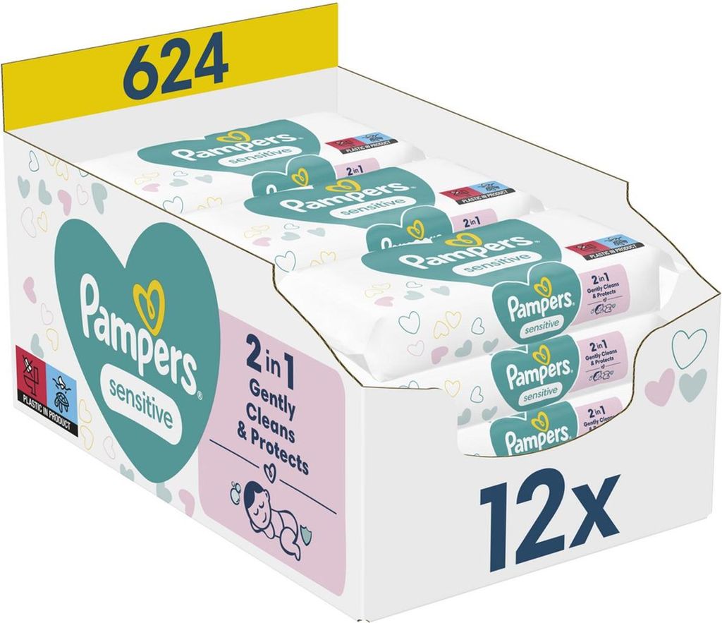 Pampers Sensitive Feuchttücher 12 Packungen Produktbild 