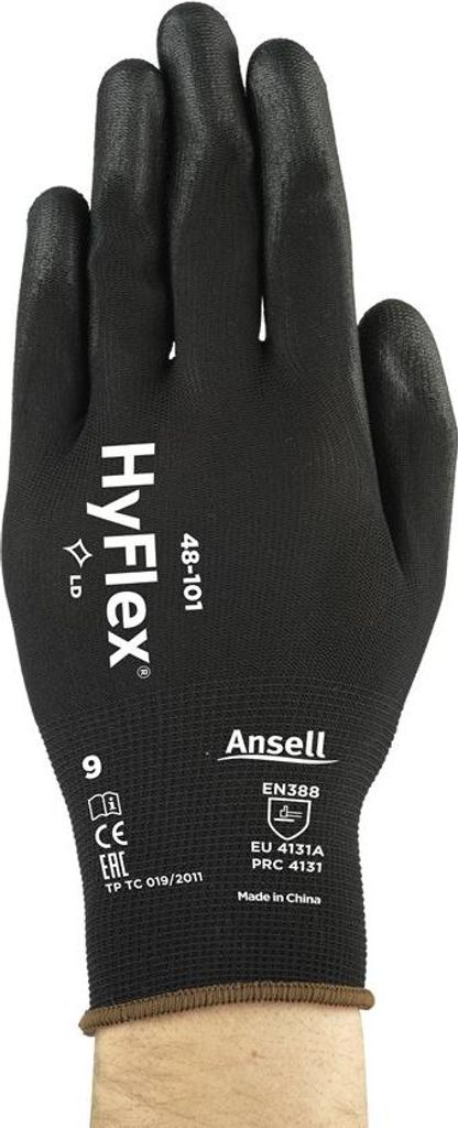 Handschuhe HyFlex 48-101 Gr.8 schwarz EN 388 PSA II Nyl.m.PU ANSELL