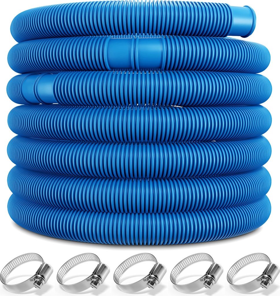 MONZANA Poolschlauch 6m Ø 32mm flexibel mit Muffen 5x Schlauchschellen UV Chlor resistent Schwimmbadschlauch Pumpenschlauch Wasserschlauch Blau