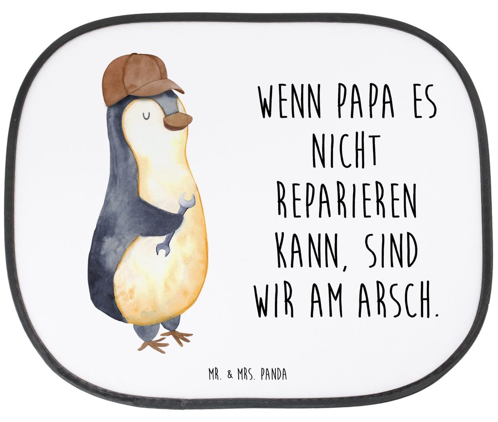 Mr. & Mrs. Panda Sonnenschutz Fürs Auto Wenn Papa es nicht reparieren kann, sind wir am Arsch - Weiß - Geschenk, blendschutz, Vatertag, Hitzeschu...