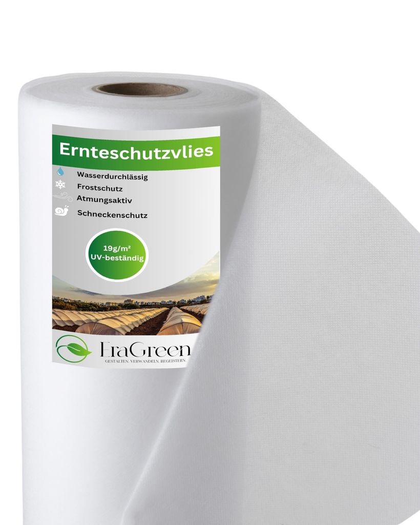 EraGreen Abdeckvlies 19g/m² 1,6m x 80m Pflanzen Frostschutzvlies Gartenvlies