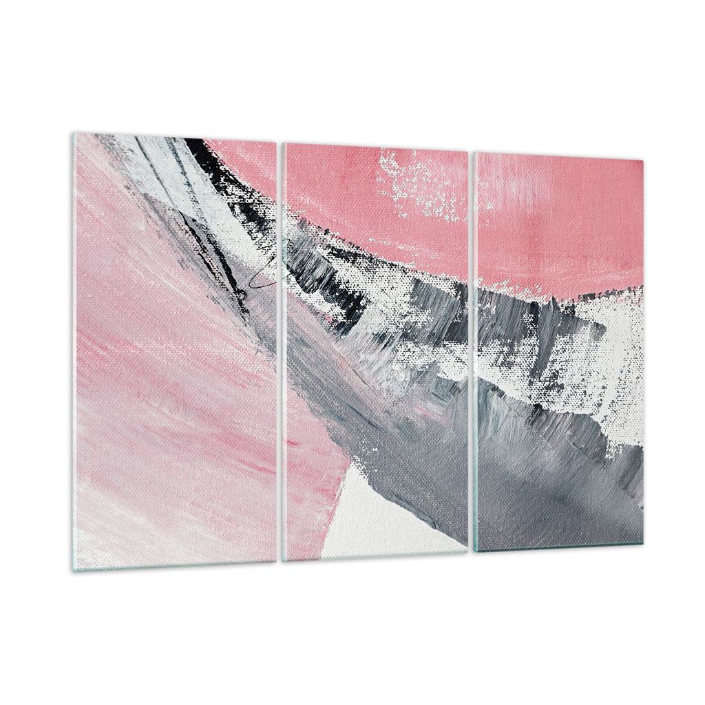 Bilder auf glas - 3 Teile - Rosa Grau Farbe - 105x70cm - Glasbilder - Wandbilder - Bilder - zum Aufhängen bereit - Wanddekoration aus Glas - Glas ...