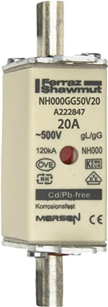 Fusibile a Lama NH000 20A 500V - Protezione Impianti Elettrici gG