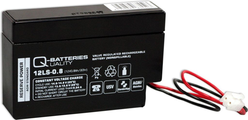 Q-Batteries 12LS-0.8 12V 0,8Ah Blei-Vlies-Akku / AGM mit Produktbild 