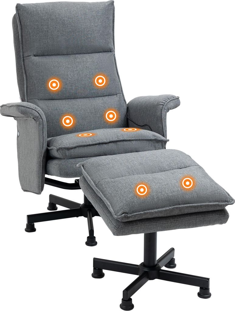 HOMCOM massagestoel met voetbank, elektrische tv-stoel met Productafbeelding 