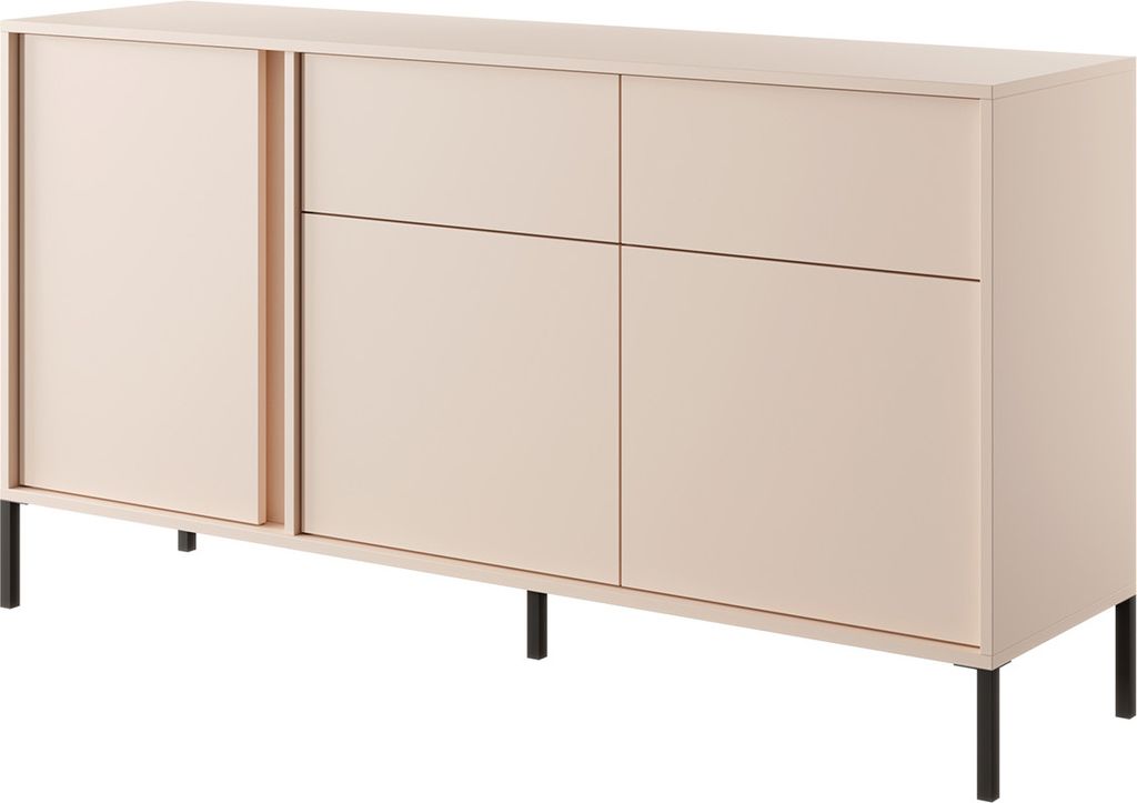 Kommode DAST B 153 3D2S LED Sideboard mit Schubladen Beige Produktbild 