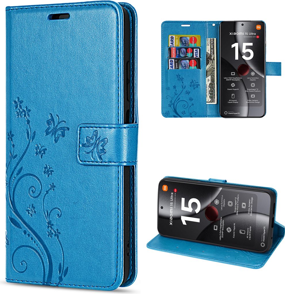Hülle für Xiaomi 15 Ultra Handy Tasche Handyhülle Wallet Case Flip Cover in Blau