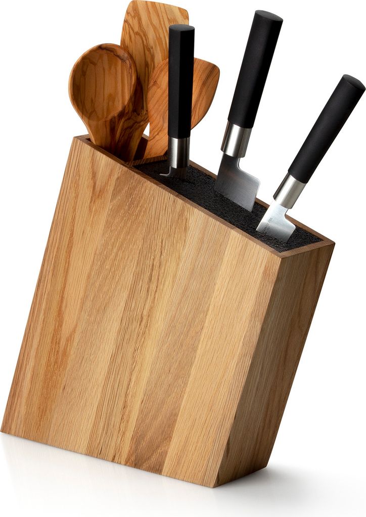 Blok na nože s flexi vložkou a přihrádkou, dub Obrázek produktu 
