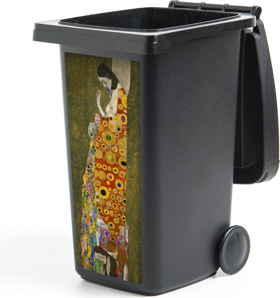 MuchoWow Mülltonnenaufkleber Hoffnung II - Gemälde von Gustav Klimt 44x98 cm - Containeraufkleber - Aufkleber - Mülltonnen-Aufkleber