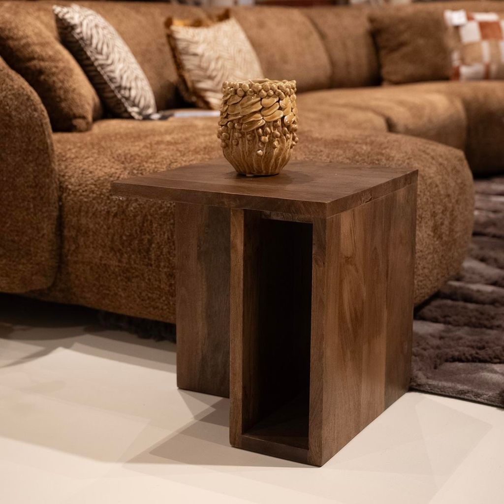 Giga Meubel Beistelltisch Onni - Dunkelbraun Holz - 42x42x45cm