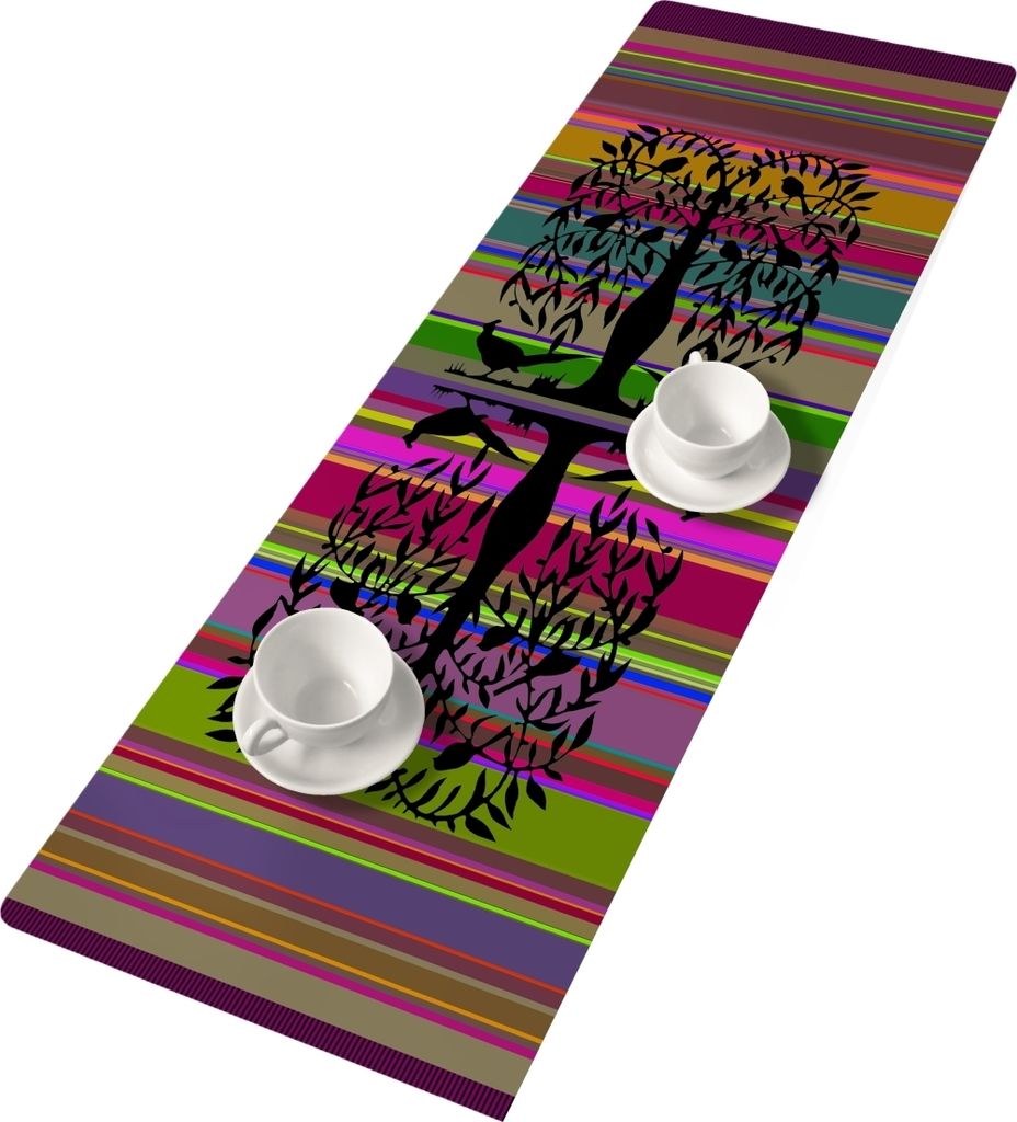 BERTONI Filz Tischläufer, Tischdecke mit Muster Bank Tischdekoration BÄUMCHEN - 95 cm x 33 cm
