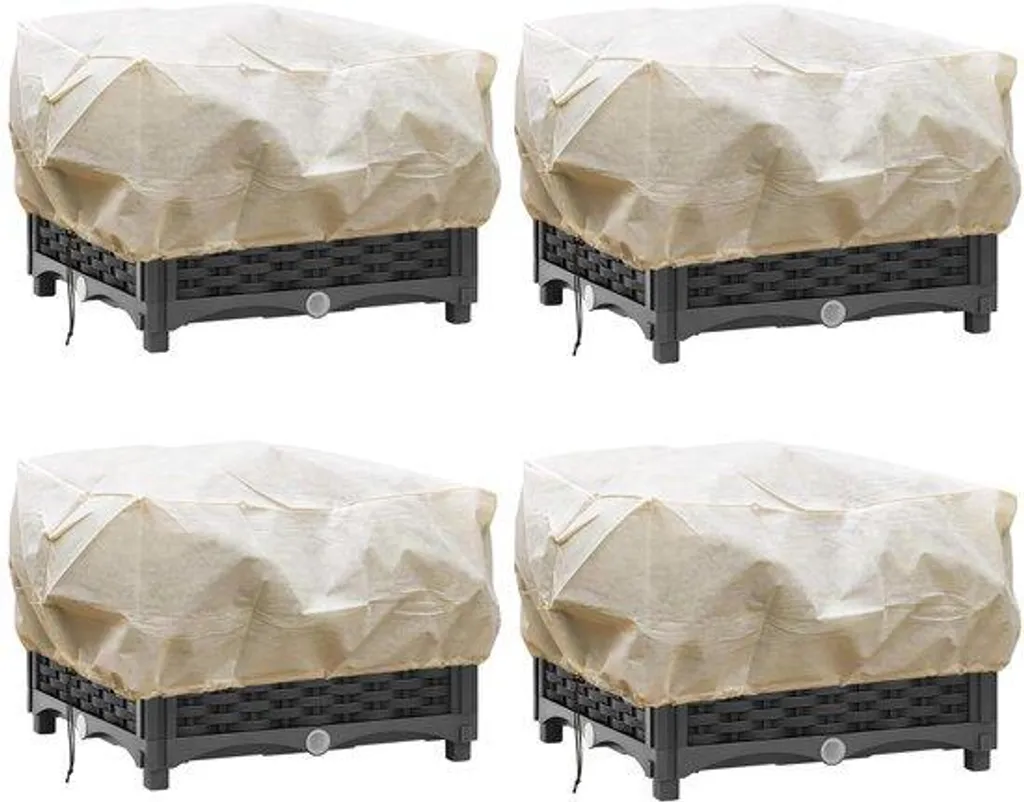Housse de protection gel pour jardinière et bac à fleurs beige x4