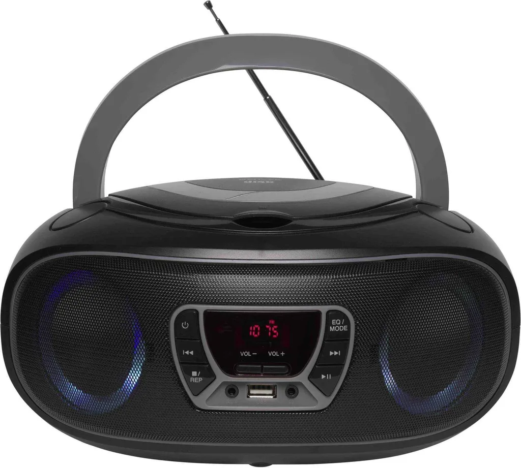 Denver TCL-212BT Boombox Lecteur CD Bluetooth Noir avec Radio FM et USB